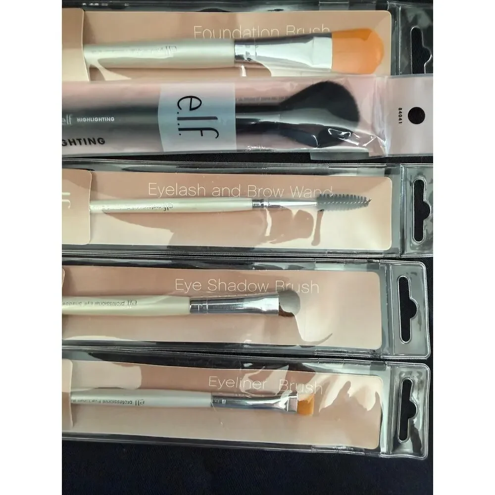 Brand New e.l.f. Cosmetics Set of 5 individual packaged makeup brushes and tools